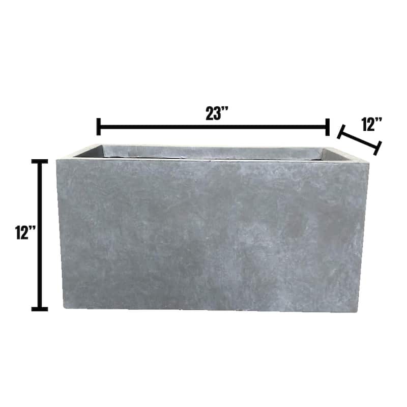 Durx-litecrete Lightweight Concrete Modern Long Cement Color Low Planter-Small - 23.2'x11.8'x12'