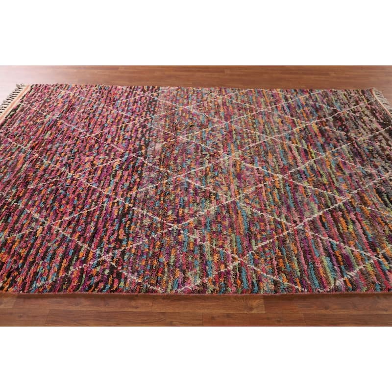 Trellis Moroccan Oriental Area Rug Hand-Knotted Wool Carpet - 6'0" x 9'8"