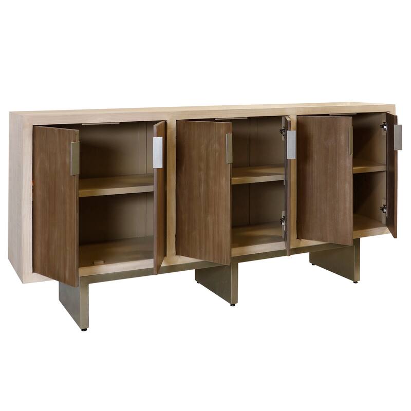 StyleCraft 6-Door Two-Tone Console - Natural, Cherry & Grey