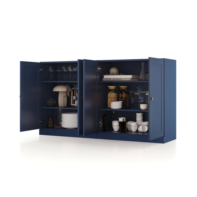 Palace Imports 100% Solid Wood 64" Sideboard with Raised Panel Doors & Adjustable Shelves