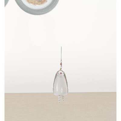HomeRoots Set of Four 7" Pink And White Resin Hedgehog Model Bell Tabletop Sculpture - 3.5' X '7' X '3