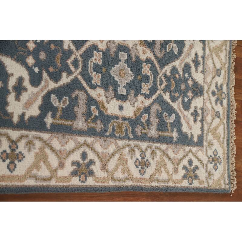 Blue Oushak Oriental Runner Rug Handmade Wool Carpet - 2'6"x 11'10"