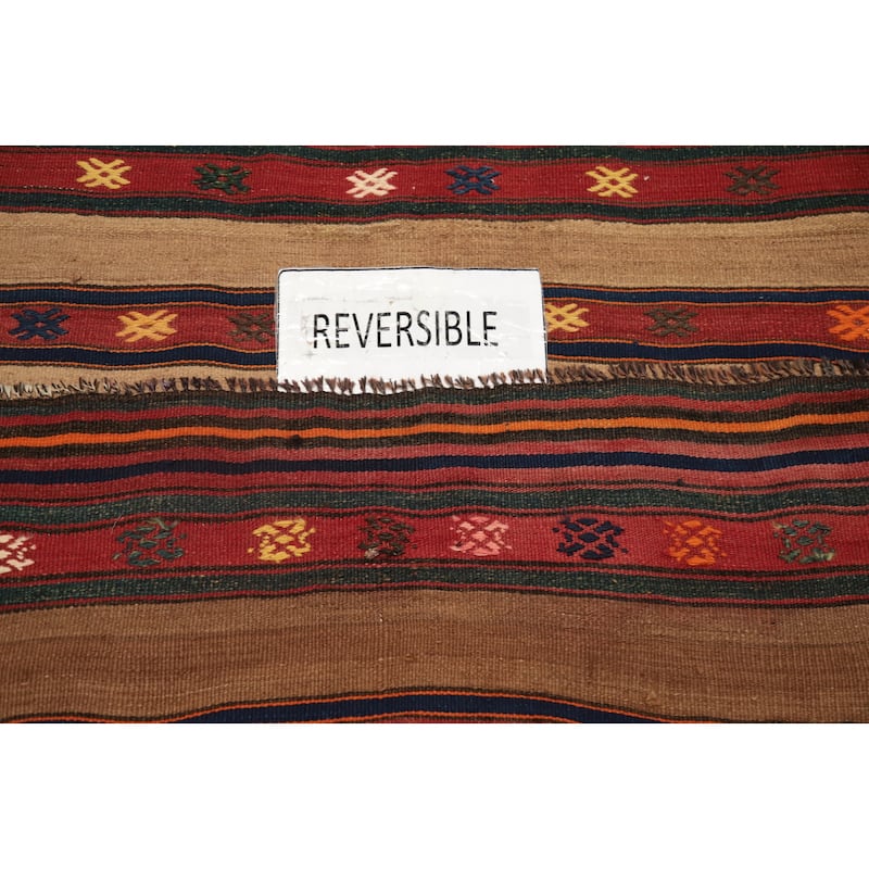 Hand Woven Oriental 100% Wool Carpet Southwestern Tribal Multi-Colored Kilim Area Rug - 9' 6'' X 5' 2''
