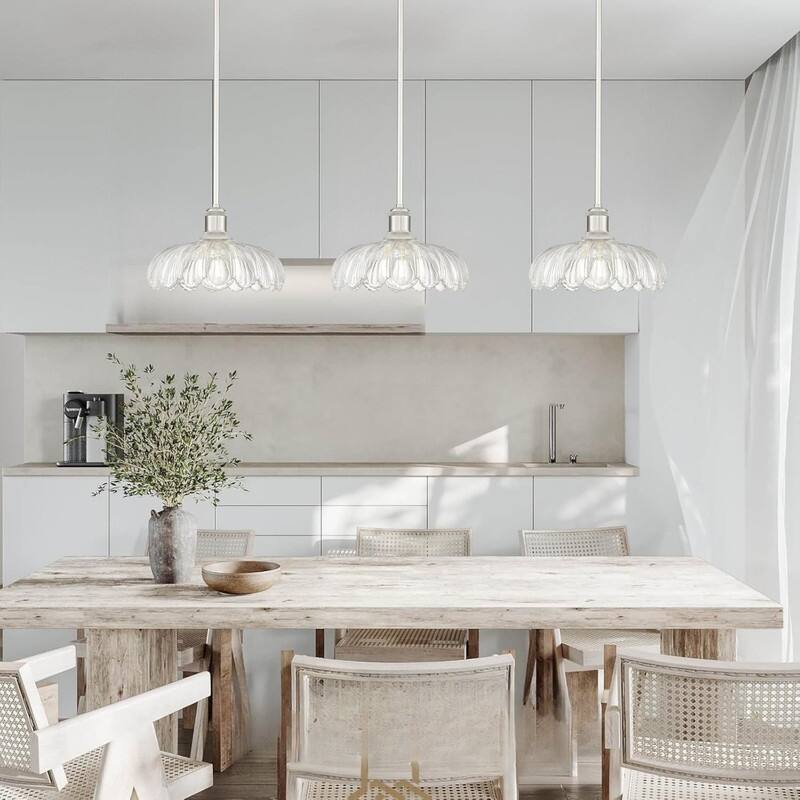 10.4” Bedroom light brushed nickel hanging lighting glass, metal pendant light