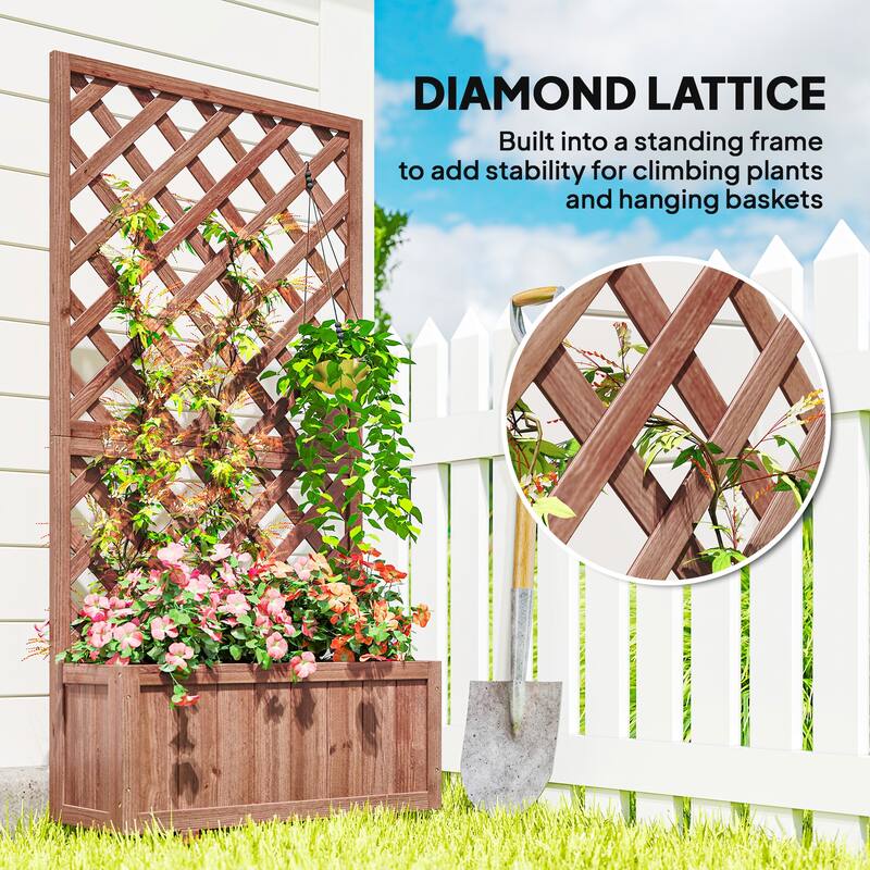 Outsunny Tall Planter Box with Trellis