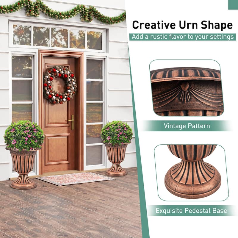 Costway 18 inch Tall Vintage Planters Set of 2/4 with Pedestal Base & - See Details