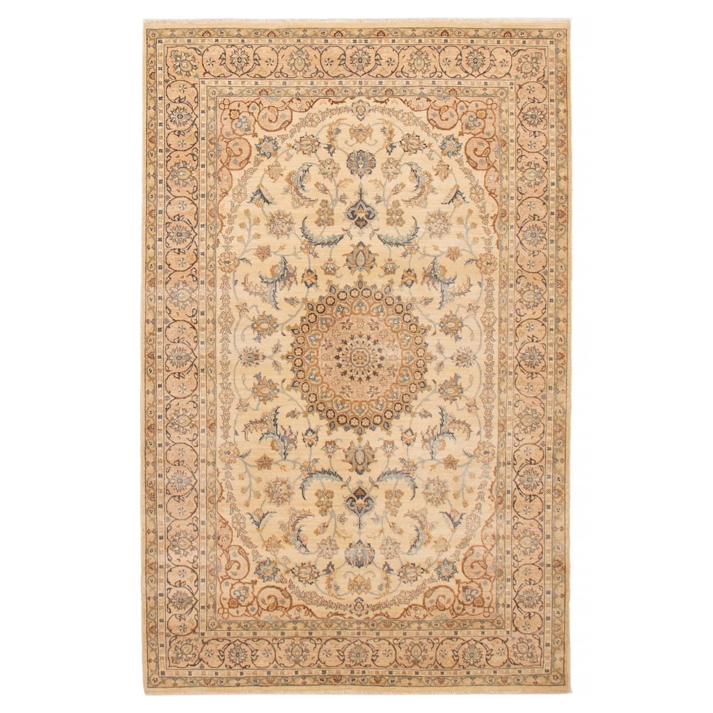 ECARPETGALLERY Hand-knotted Jamshidpour Cream Wool Rug - 6' 7" x 10' 2"