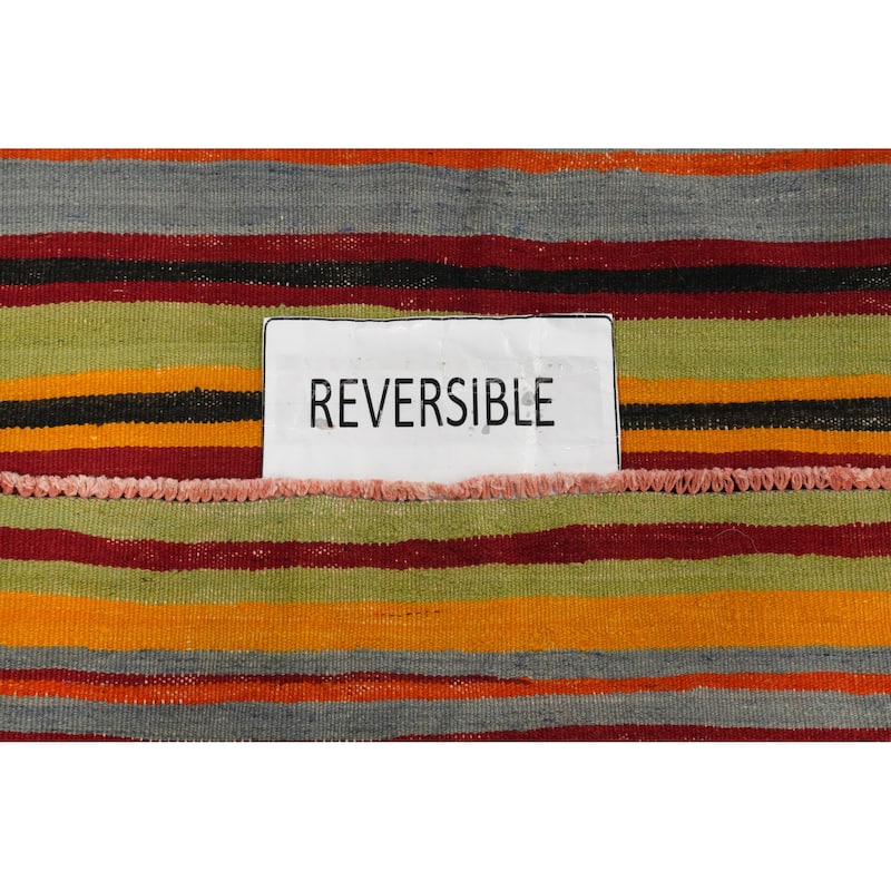 Hand Woven Oriental 100% Wool Carpet Southwestern Geometric Multi-Colored Kilim Area Rug - 8' 4'' X 5' 5''