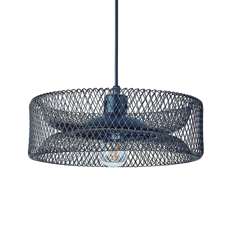 12-Inch Black Industrial Pendant Light - Single Light Fixture