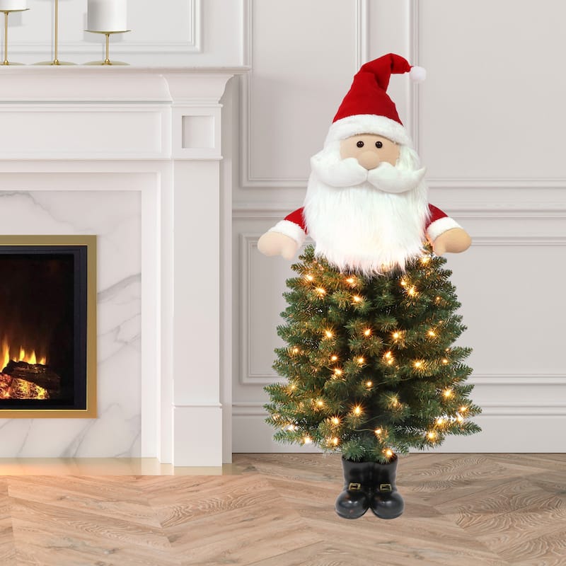Puleo International 4 ft. Pre-Lit Santa Tree