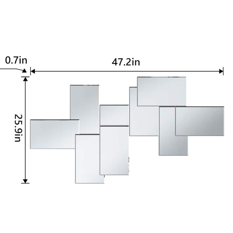 Irregular Wall Mirror Modern Silver Accent Mirror - 47.2"×25.9"