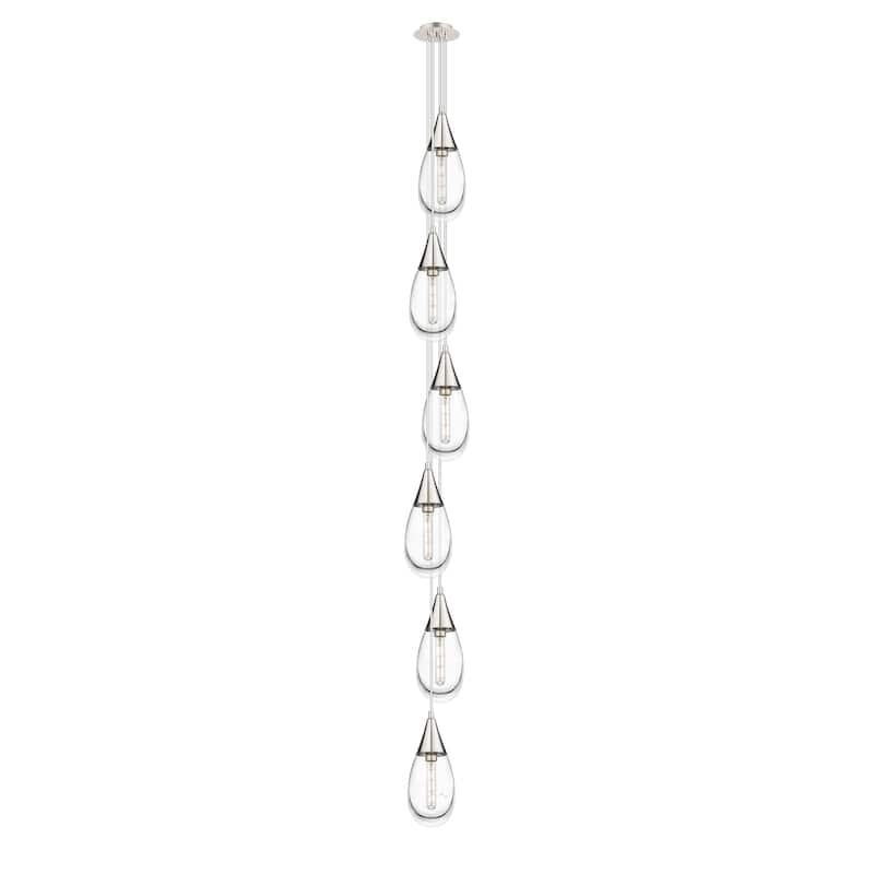 Innovations Lighting Milan - 6 Light 4" Cord Hung Multi Pendant - 6" Canopy - Clear/Polished Nickel