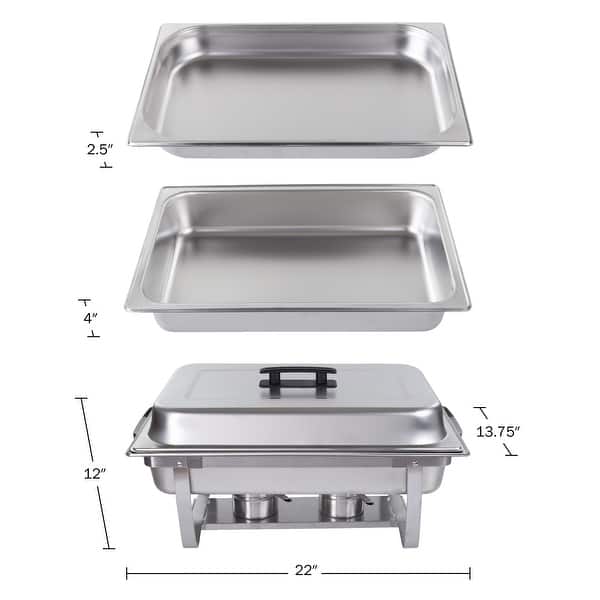9 QT Chafing Dish Buffet Set Includes Food Pan, Water Pan, Cover, Chafer Stand and 2 Fuel