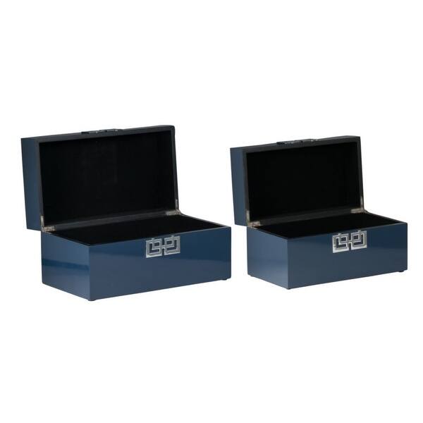 Shop Set Of 2 Navy Blue Contemporary Decorative Boxes 11 25