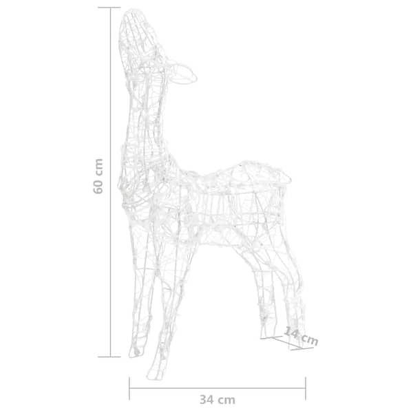 dimension image slide 1 of 2, vidaXL Acrylic Reindeer Family Christmas Decoration 160 LED Cold White - Cold white - 27.2" x 6.7" x 35.4"