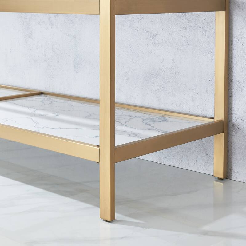 Ecija Bath Vanity, Metal Support with Composite Stone Top and Mirror