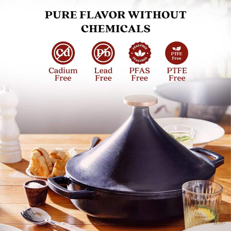 Alva Nori 3 Qt. Enameled Cast Iron Tagine Pot - 11" Black