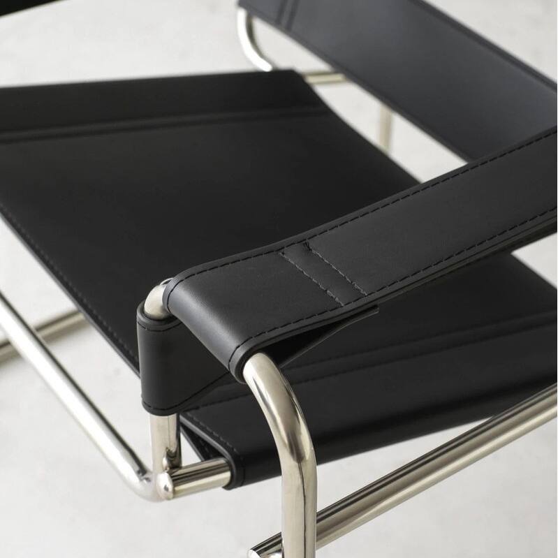 Momei Mid-Century Modern Saddle Leather Accent Chair with Stainless Steel Chair Leg