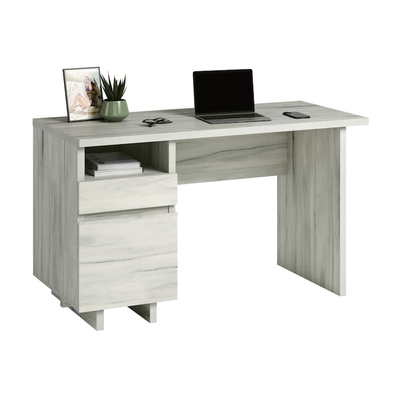 Wood Desk with File Drawer, White