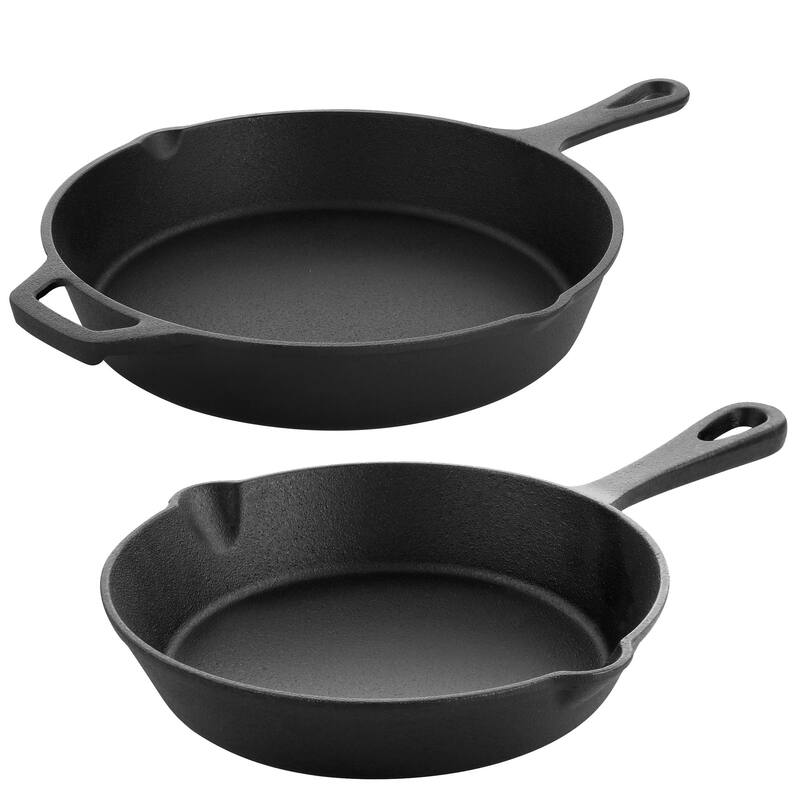 MegaChef 10 Inch and 8 Inch Cast Iron Fry Pan Set