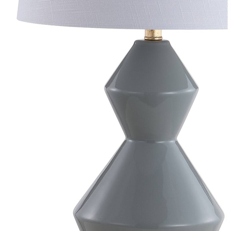 Astor 29" Geometric Ceramic/Metal LED Table Lamp, White/Gold Leaf by JONATHAN Y