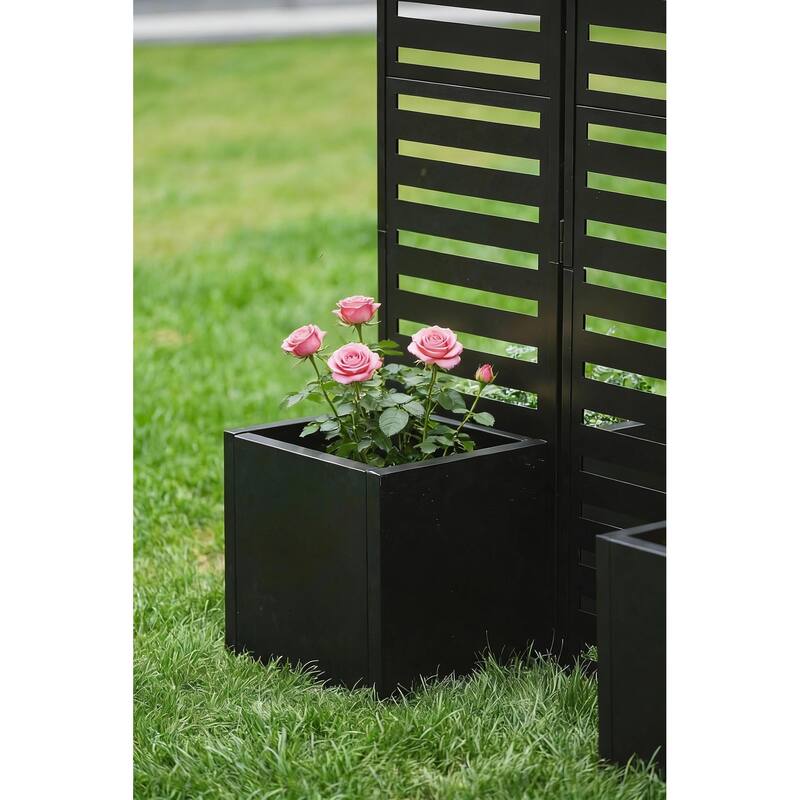 3-Panel Metal Frame Screen, Planter Box, with Trellis