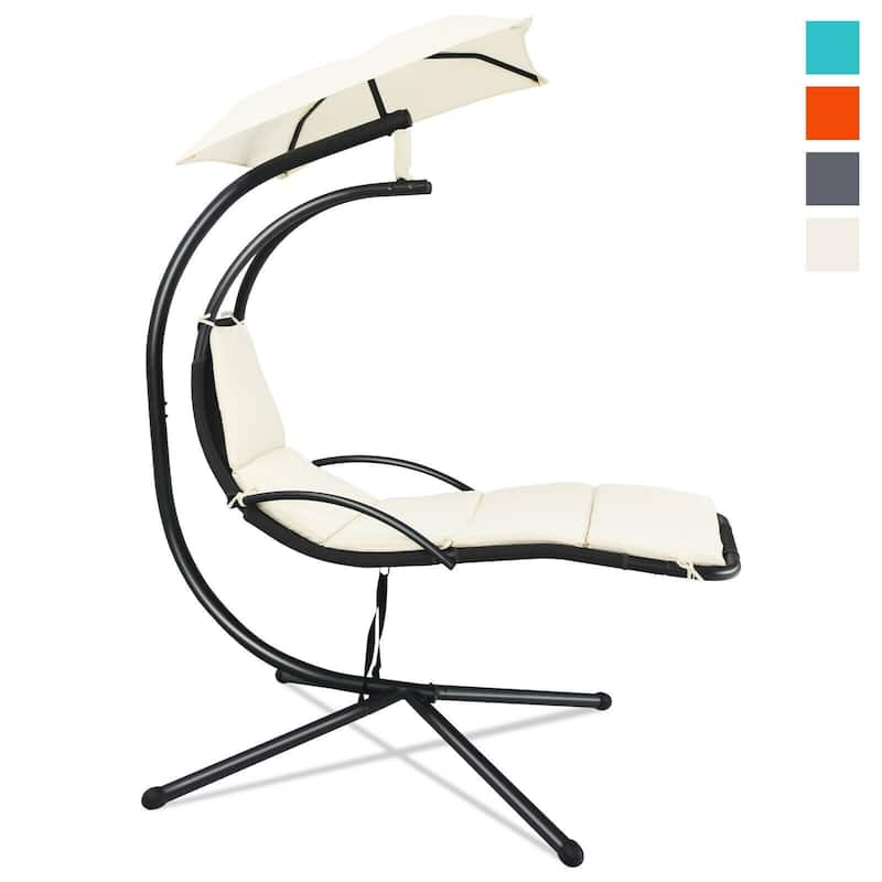 Patio Hanging Hammock Chaise Lounge Chair with Canopy Cushion for Outdoors - 47'' x 70'' x 82'' (L x W x H)