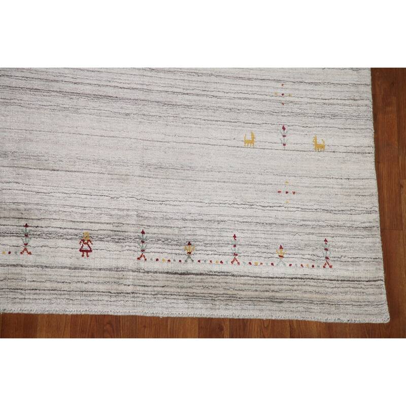 Handmade Gabbeh Indian Area Rug Hand-Knotted Wool Carpet - 8'0"x 9'11"