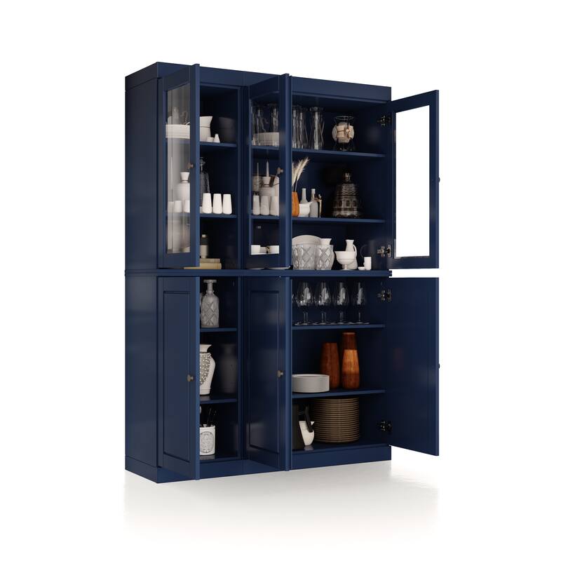 Palace Imports 100% Solid Wood Pantry China Cabinet, Raised Panel & Clear Glass Doors, 48.5" Wide, 71.5" Tall - 48.5" x 71.5"