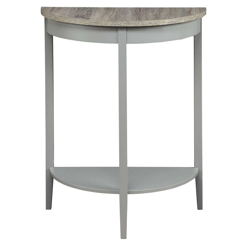 Davis Grey Oak and Grey Half Moon Console Table with Bottom Shelf