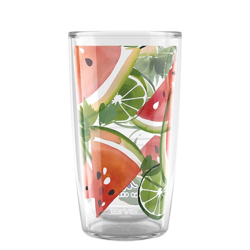 Tervis Yao Cheng Chilled Fruit Watermelon Lime Made in USA Double Walled Insulated Travel Tumbler, Watermelon Lime - 16oz - 16oz