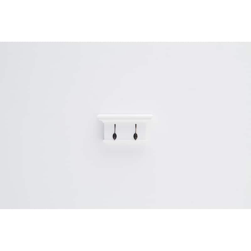 HomeRoots Classic White Two Hook Hanging Coat Rack - 15.75 in. x 7.87 in. x 3.94 in.