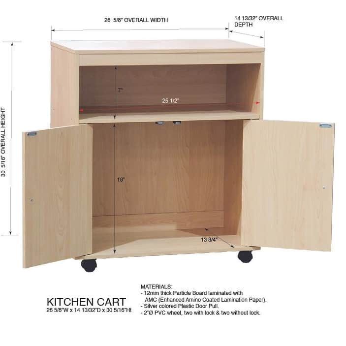 2-Door Accent Cabinet Microwave Kitchen Cart (Beech)