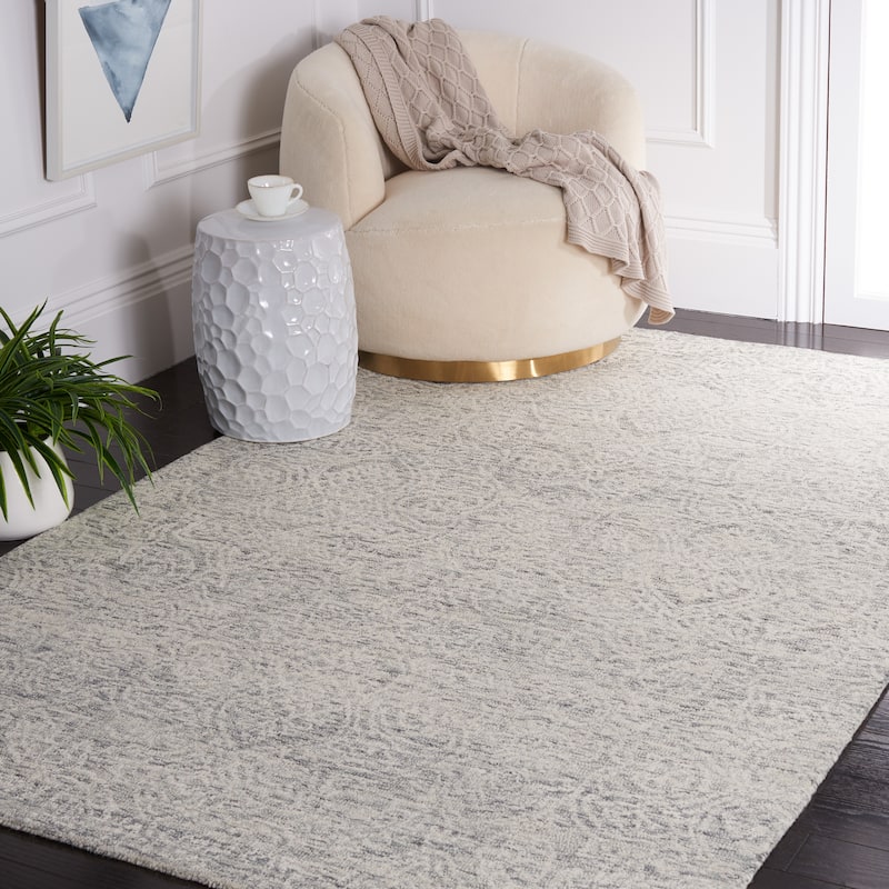 SAFAVIEH Handmade Metro Lorenzina French Country Wool Rug - 10' x 14' - Dark Grey/Ivory - Rectangle