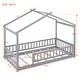 preview thumbnail 23 of 35, Twin Wooden House Bed with Roof and Fence, Kids Playhouse Frame