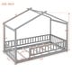 preview thumbnail 32 of 62, Wood House Bed Frame with Roof and Fence, for Kids, Teens, Girls, Boys