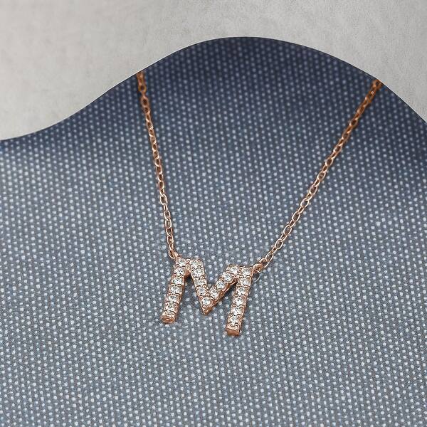 Cali Trove 1 10 Cttw Round White Diamond 10k White Gold Initial Alphabet Letter M Pendant Necklace Overstock 33912542