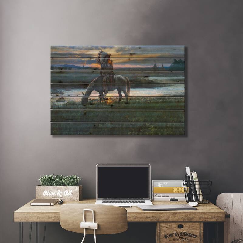 Summer Camp Sunrise Print On Wood by David Edward Kucera - Multi-Color