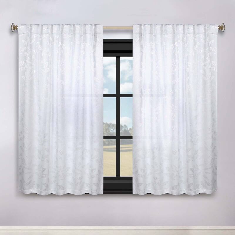 Superior Leaves Machine Washable Room Darkening Curtains with Back Tabs, Set of 2