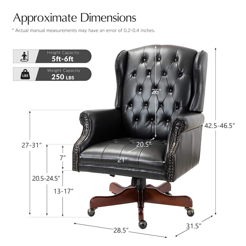 Maximiliano Modern Swivel Executive Chair with Tufted Back by HULALA HOME