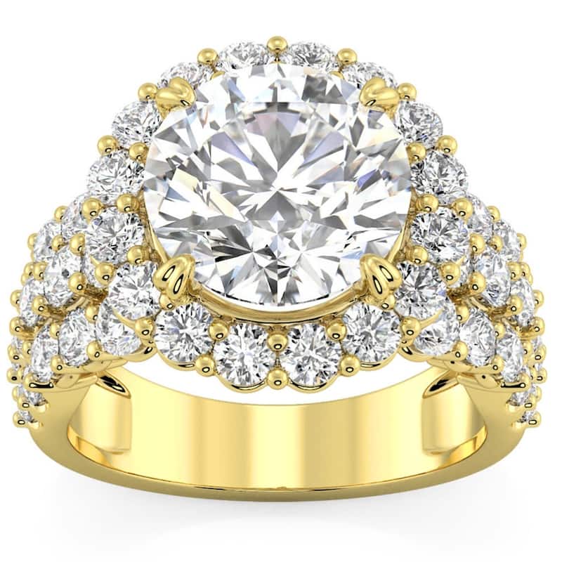 Bliss Diamond Certified 5Ct Diamond Multi Row Engagement Ring Gold Lab Grown - 9 - Yellow