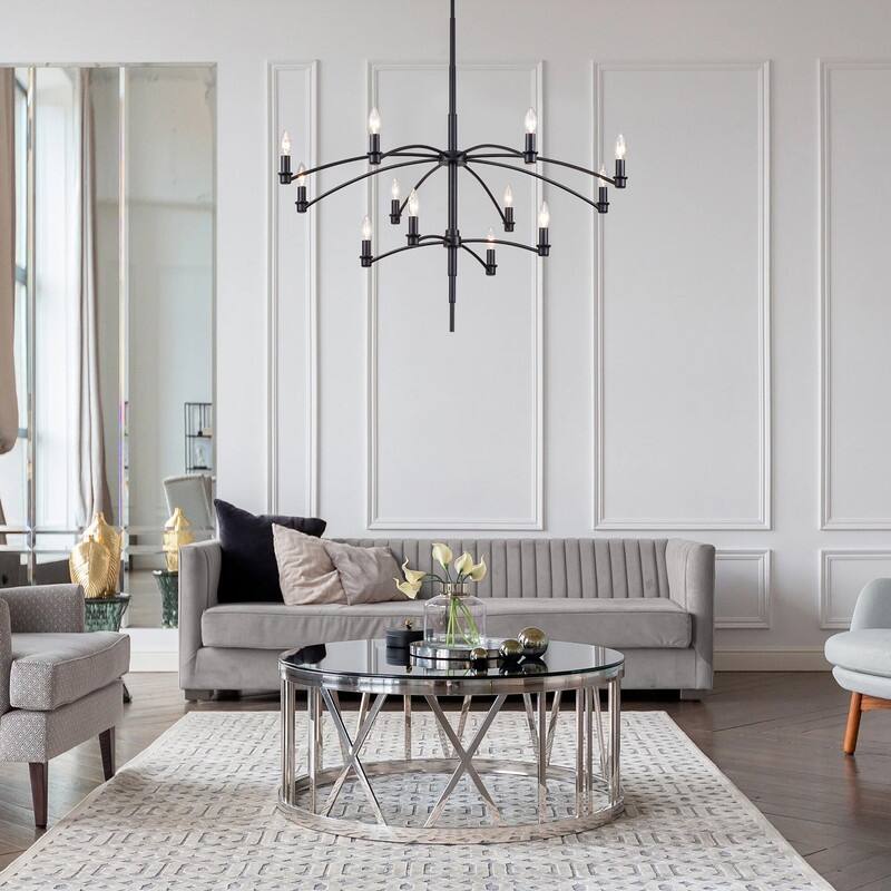 KAWOTI 12-Light Dimmable Classic Traditional Chandelier Pendant Light - W39.75"*H80"