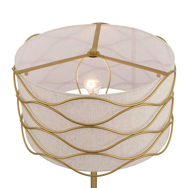 Acroma Standard Adjustable FloorLamp with Fabric Wavy Shade