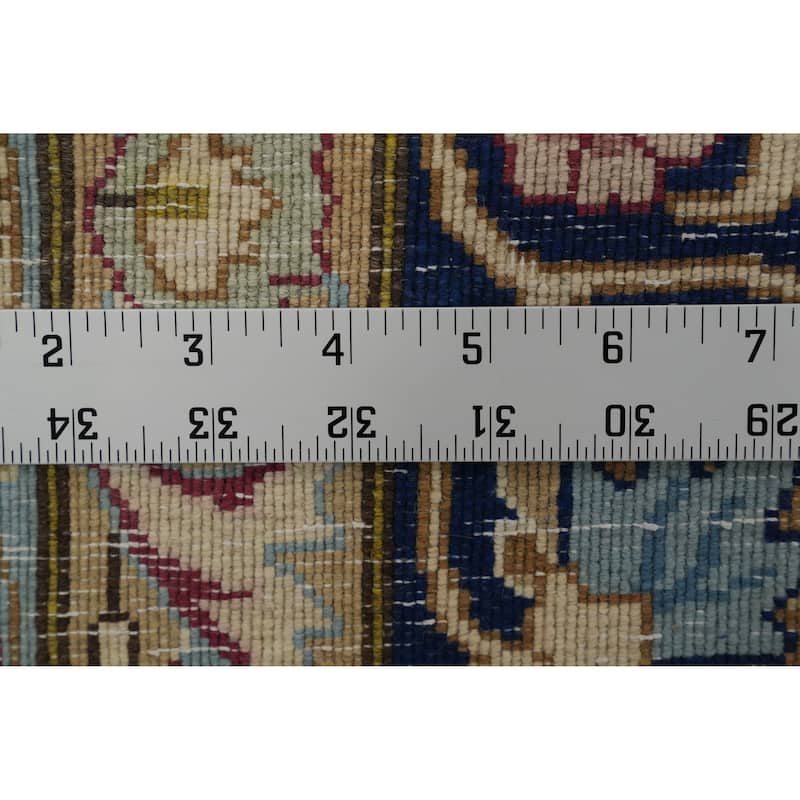 Hand Knotted Oriental 100% Wool Carpet Traditional Floral Navy Blue & Blues Kerman Area Rug - 13' 4'' X 10' 0''