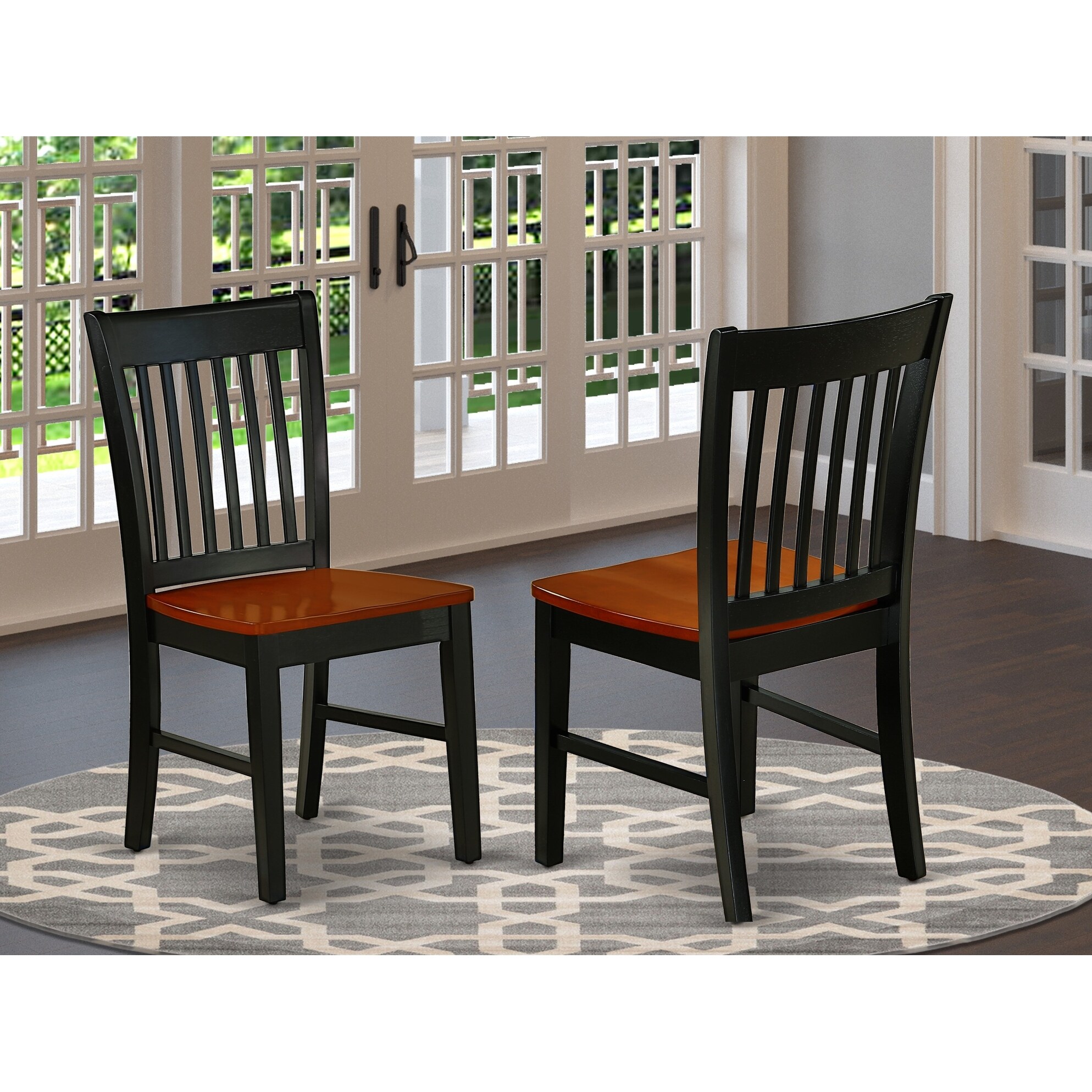 Shop Nfc Bch W Norfolk Dining Chair With Plain Wood Seat In Black And Cherry Finish Set Of 2 Overstock 28181027