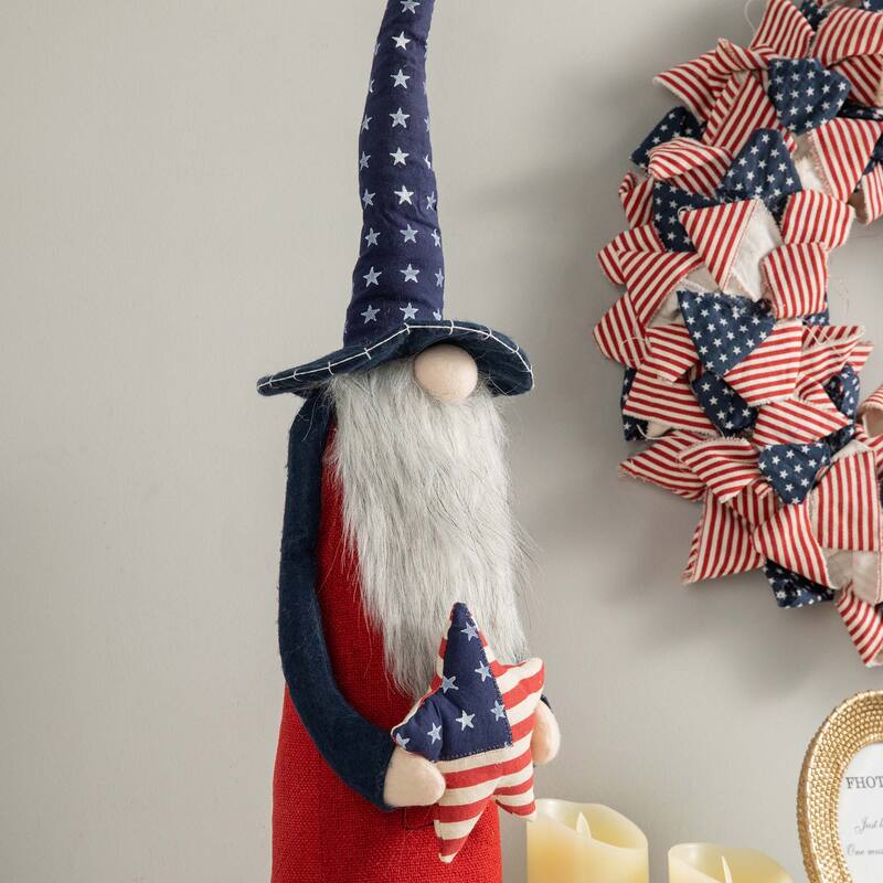 Glitzhome Christmas Hanukkah Fabric Gnome Shelf Sitter Holiday Decor