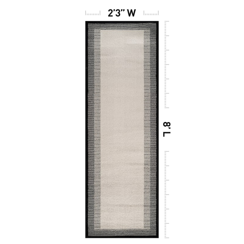 World Rug Gallery Modern Abstract Bordered Area Rug for Living Room, Bedroom, or Entryway - Low Pile Indoor Rug