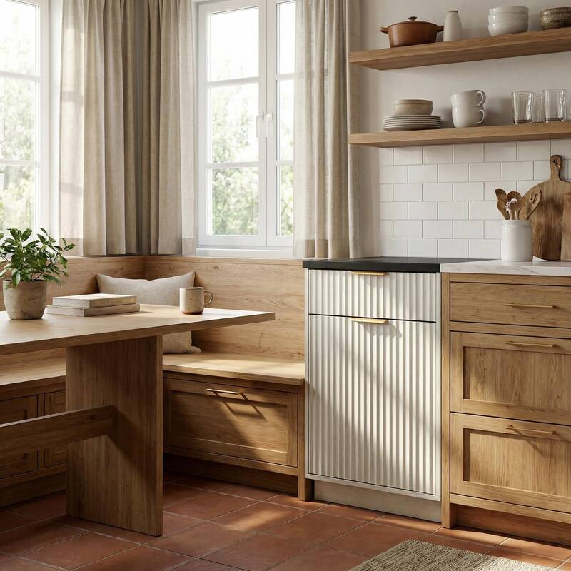 Homy Casa Farmhouse Double Tilt-Out Trash Cabinet, 20/10 G Recycling Bin, Barn Door Laundry Sorter with Drawer, Kitchen Tilt Out