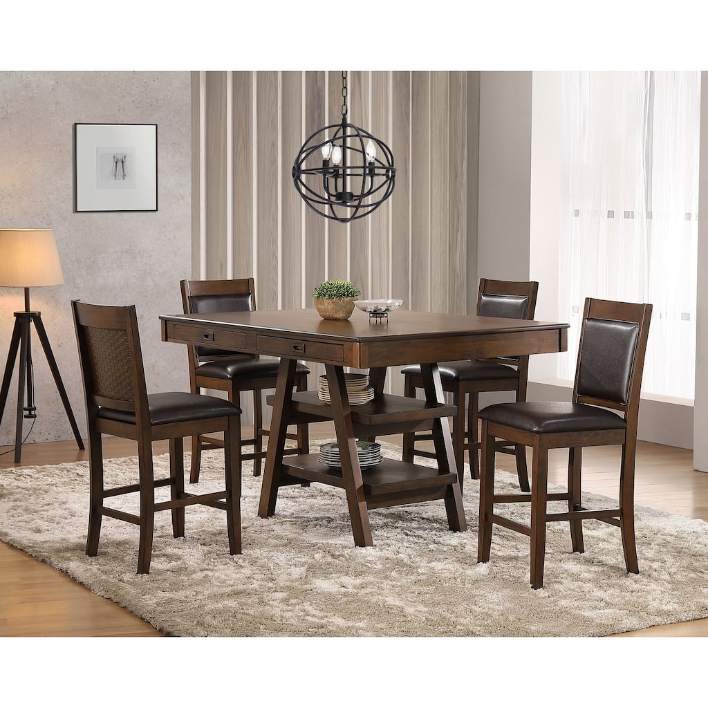 Dewey 5-piece Walnut Rectangular Dining Table Set
