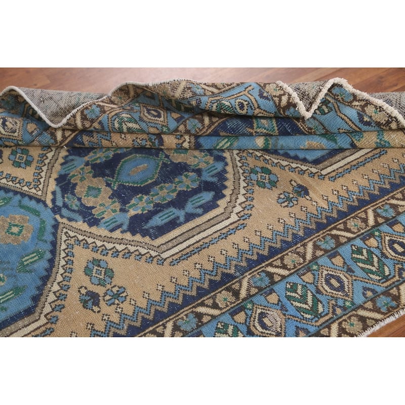 Bakhtiari Persian Vintage Area Rug Hand-Knotted Geometric Wool Carpet - 4'7"x 6'6"